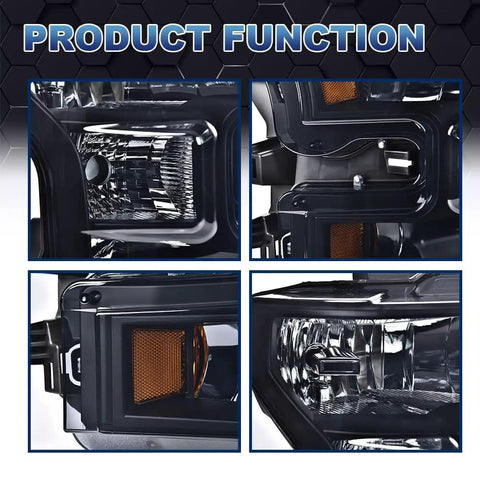 Ford F150 Headlight Assembly Replacement Left Right Pair For 2015 2016 2017 Smoky Lens Black Housing Amber Reflector