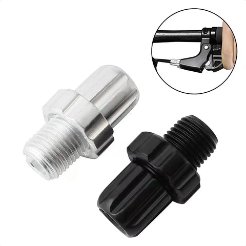 Two Pack Bike Brake Lever Barrel Adjusters With M10 Screws Aluminum Alloy 10mm Barrels, silver and black, easy fine tune for MTB