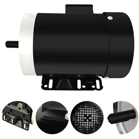 2HP Three Phase Electric Motor 3450 RPM For General Purpose Workhorse Use 60Hz 230V And 460V TEFC 56C Frame Black Motor