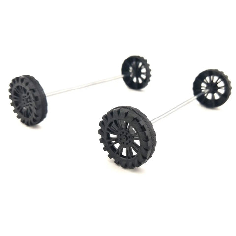 DIY RC Toy Wheel And Shaft Kit With 100 Black Plastic Wheels And 50 2Mm X 100Mm STEM Shafts For Cars Boats And Helicopters