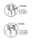 Diagram showing door compatibility for Sliding Closet Door Roller Kit With 7/8 Inch Convex Wheel, fits 3/4 to 1-3/8 inch doors.