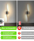 Modern Hardwired LED Wall Sconce Set Of Two With Remote Control, 27.5 Inch Black Indoor Lights, non-rechargeable vs rechargeable comparison