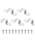 Set of 5 heavy-duty 304 stainless steel pipe clamps 15x15mm with self-tapping screws for secure tube installation and mounting projects.
