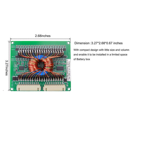 20S 60V Battery Balancer for LiFePO4 LiPo Li-ion Techy Active Balance Module with 5A Balance Current, compact design for battery management.