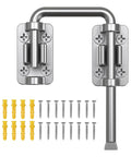 Beefy Heavy Duty 2.36 Inch Stainless Steel U Bolt Door Lock For Sliding Doors Barn Doors Windows Gates Sheds Or Fences With 90 Degree And 180 Degree Install Rust Resistant Patio Latch shown with installation hardware.