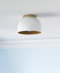 Dome Style 1 Light Flush Mount Ceiling Light in Studio White Finish with White Glass Shade Included 11.25 Inch Wide by 8 Inch High Room Ready Modern Home Lighting For Hallway Kitchen Living Room