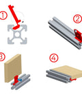 Installation guide for Beefy Heavy Duty Aluminum Shelf Brackets Set For Extrusion Profiles Corner Mounts with self tapping screws and set screws.