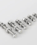Hella Tough 8 Set 5/16-18 By 2 Inch Hex Head Bolt Kit With 304 Stainless Steel Lock Nuts Flat Washers showing hex bolts and washers.