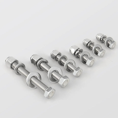 Beefy 1/4-20 Hex Bolt Kit With Lock Nuts Flat And Lock Washers 304 Stainless Steel 18-8 Fully Threaded Bolts 1 Inch