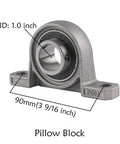 Pillow block bearing with 1.0 inch ID and 3 9/16 inch base length, part of Go Kart Rolling Chassis Kit With 32 Inch Rear Live Axle And Front Steering System For DIY Builds Includes Four 8 Inch Wheels Hubs Spindles Gear Rack Brake And Sprocket All In One Ultimate Chassis Ready To Roll For Easy Build And Adventure.