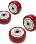 Red 3 Inch Caster Wheels Set 4 Pack Beefed Up Heavy Duty Plate Mount Replacement For Carts Shelves And Platforms Up To 264 Lbs Each Wheel Double Ball Bearing Smooth Roll