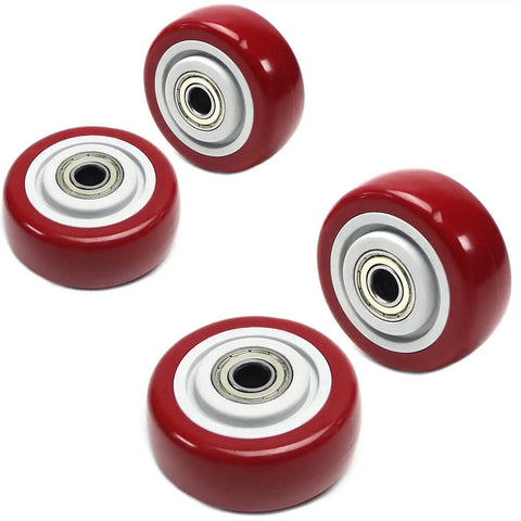 Red 3 Inch Caster Wheels Set 4 Pack Beefed Up Heavy Duty Plate Mount Replacement For Carts Shelves And Platforms Up To 264 Lbs Each Wheel Double Ball Bearing Smooth Roll