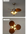 YPDJVLTI Ceiling Fans Lights Children's LED Fandelier showing night light effect with a sleek design and glass lampshade.