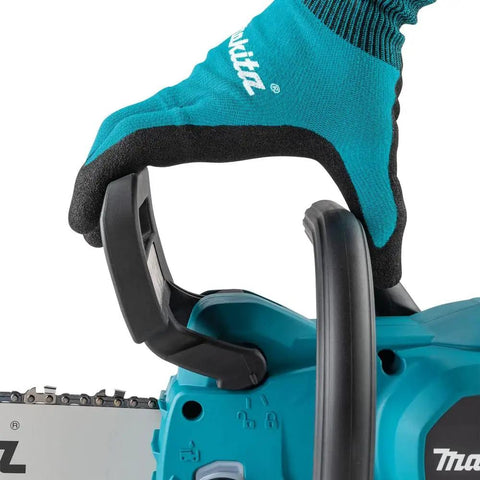 Close-up of handle on XCU11Z 18V LXT Brushless Cordless 14 Inch Chainsaw Tool Only No Gas Emissions Low Noise Compact Rear Handle