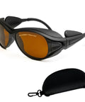 Badass OD5 Laser Safety Goggles With Solid Black Frame Block Dangerous UV And IR Rays From 190 To 540 Nm And 800 To 1700 Nm, includes case.