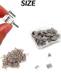Rock Solid 100 Piece Mini Metal Hinges 10 X 8mm 180 Degree Smooth Swinging Hardware for Jewelry Chests with screws shown.