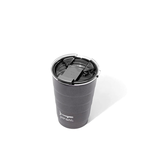 16 Oz Triple Vacuum Insulated Stackable Tumbler With Leak Proof Screw Top Lid in slate color, showcasing its sleek design and lid.