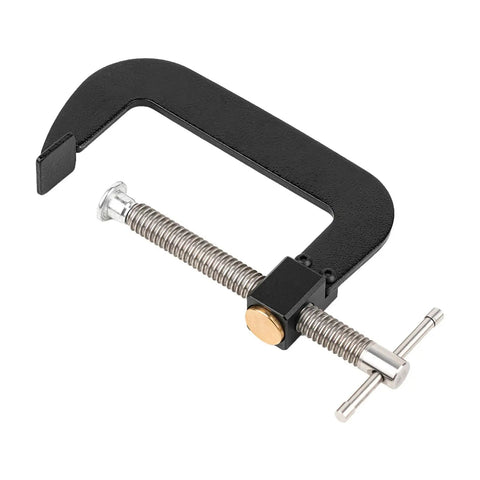 Beefy Fast Release 4 Inch G Clamp For Workshop Projects, Steel With Anti Rust Finish, Quick Slide Jaw For Easy Adjustments, Trapezoidal Thread For Strong Holding Power, Heavy Duty Woodworking And Metalworking Clamp, black steel body with threaded screw
