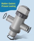 Dual Split Hose Plunger Valve For Intex Pool Systems No Fuss Flow Control Reduces Pump Suction Vacuum Ready Opens And Closes Water To Filtration Installation Kit With O Rings, gray plastic with rubber gaskets