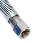 Close-up of Heavy Duty Heat Resistant Silicone Steam Hose For Boilers Blue 9.8ft Long High Pressure 0.7 MPa fitting.
