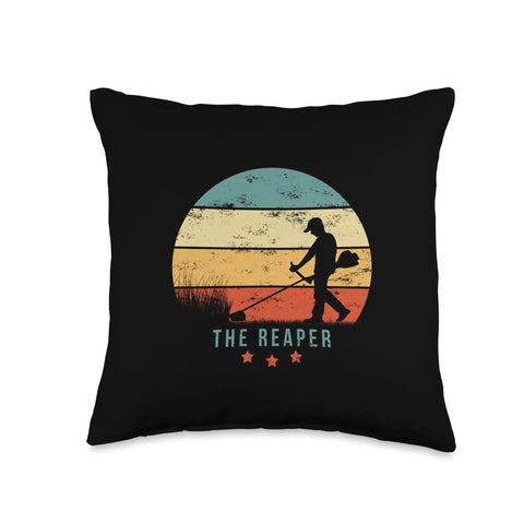 Grunge Style Funny Saying Throw Pillow With Grass To Cut Brushcutter Design For Garden Lovers Hobbyists Allotments Yard Work Jokes