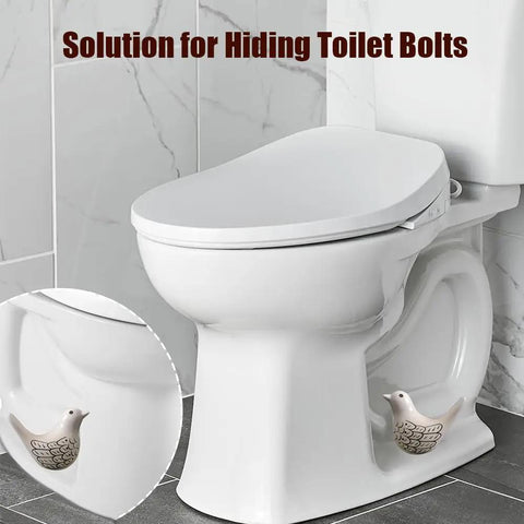 Pretty Sweet Bird Toilet Bolt Covers Premium Ceramic Bathroom Screw Caps Set Of 2 Smooth Install Decorative Pieces Totally Spice Up Your Restroom In Fresh White, featuring bird design.
