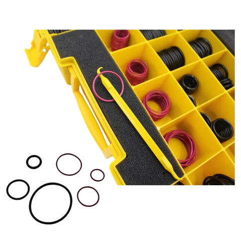 580Pcs Nitrile 90D O Ring Kit For CAT 2701528 And 4C4782 Replacement SAE ORFS Hydraulic Fittings, yellow case filled with O-rings