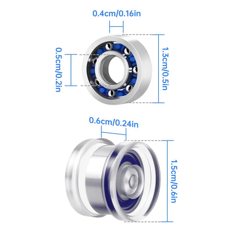 24 Pack Fidget Spinner Cap Bearings Kit With Clear Plastic Caps And Chrome Steel Bearings MR137 0.5 Inch Replacement dimensions