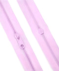 Two lavender zippers from the Zipper Upgrade Kit With 4.5m Nylon Tape And 10 Colorful Plastic Pulls Size #3 Zip, app