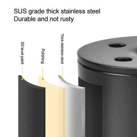 Round Black 20cm Metal Furniture Legs For Coffee Tables Desks And Nightstands, material layers, EO paint, polish, stainless steel