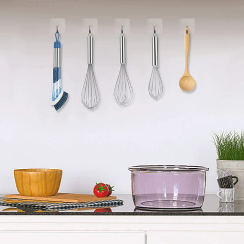 Heavy Duty Adhesive Hooks Set 12 Pack Transparent Wall Hooks For Bathroom And Kitchen Reusable And Removable Waterproof Oilproof