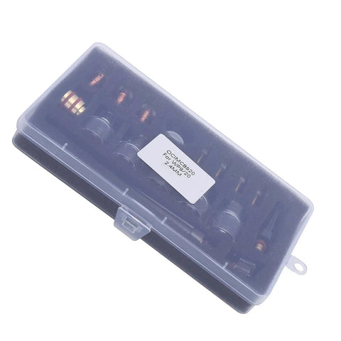 Upgrade Your Welding Game With This WP9 And WP20 Torch Consumables Kit Including Premium Glass Nozzles, Tungsten Clamps plus Silicone Rings For Smooth Argon TIG Guns And Rock Solid Gas Coverage Plus Clear Arc Visibility, featuring nozzle storage case.