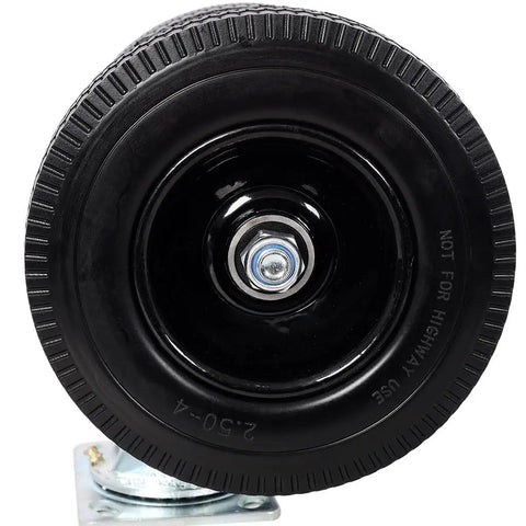 8 Inch Dual Wheel Swivel Caster Workhorse Heavy Duty Flat Free PU Tires With Zinc Plated Top Plate 660 Lbs Load Capacity Ideal For Cart Dolly Equipment And Industrial Transport, front view