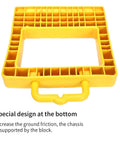 Heavy Duty Pallet Truck Stopper Chock For Pallet Jack 14 Inch Long 12 Inch Wide 2 Inch High Yellow Portable Handle Friction Bottom