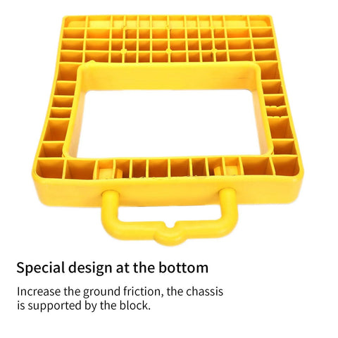 Heavy Duty Pallet Truck Stopper Chock For Pallet Jack 14 Inch Long 12 Inch Wide 2 Inch High Yellow Portable Handle Friction Bottom