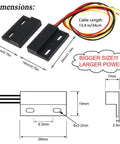 Dual NC NO Magnetic Reed Switch Proximity Sensor For 127V Systems with dimensions and cable length shown