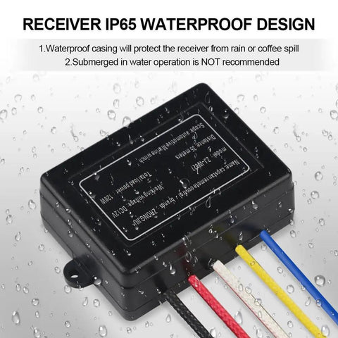 2 Piece Wireless Winch Remote Control Kit 12V Heavy Duty Recovery Switch receiver with waterproof design and wires