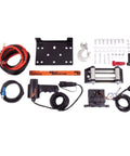 Mile Marker UTV winch PE5000 kit with 1/4 in x 79 ft steel cable and mounting hardware.