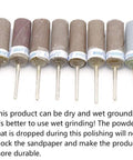 No Fuss Sanding Band Kit Including Ten Tough Grinding Wheel Heads With A Rock Solid 2.35mm Shank Built For Dremel Rotary Tools, assorted grit heads.