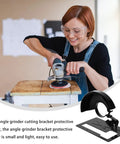 Heavy Duty Angle Grinder Protective Cover And Spark Guard Stand Featuring Rock Solid Balanced Base Holder For Power Tool Setups in use during woodwork.