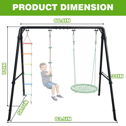 Beefed Up Heavy Duty Porch Swing Stand With Adjustable Height A Frame For Outdoor Patio Garden Deck Holds 440 Lbs Universal Swing Frame For Hammock Chair And Bench Black with dimensions shown.