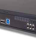 Back panel of Top Tier 4 Bay 1U Rackmount Raid Storage System With Usb 3.0 And Esata Port featuring connections and RAID settings.