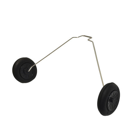 Front Landing Gear Set P7611405 For Volantex RC Planes Compatible With 761 3 Super Cub 500 and others, black wheels, metal frame.