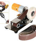 Compact Mini Electric Belt Sander And Grinder Desktop Power Tool Built Like A Tank With Rugged Stainless Steel and dual bearings.