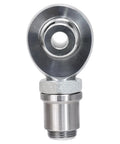 Track Day Ready Chromoly Rod End Ball Joint Featuring One Inch Bore And One One Quarter Twelve Thread Hard Chrome Finish, close-up view.