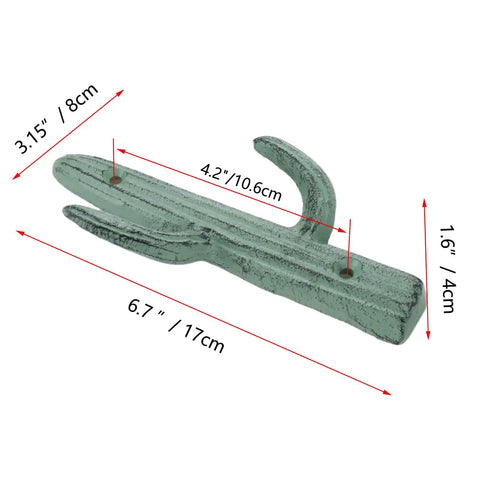 Heavy Duty Cactus Wall Mount Hook Double Coat Rack Entryway Organizer Cast Iron Key Hat Towel Holder dimensions 17cm x 10.6cm x 4cm