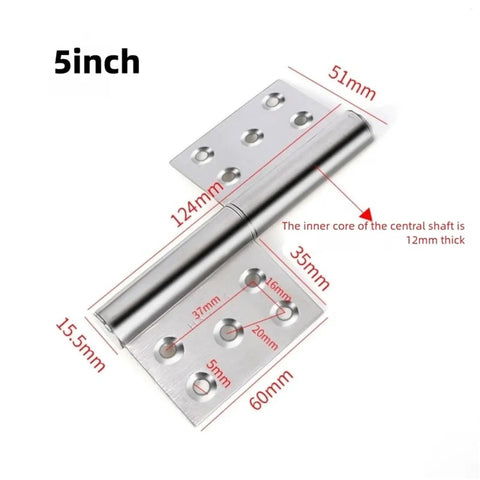 Industrial Detachable Flag Hinge Kit For Barn Doors And Offset Gate Mount Heavy Duty 5 Inch Silvery Steel Hardware showing measurements.