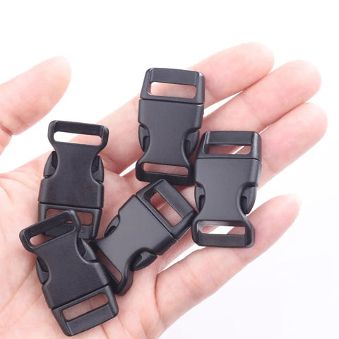 Durable Five Eighth Inch Curved Paracord Bracelet Clips Pack Of 30 Beefy Plastic Side Release Buckles in hand