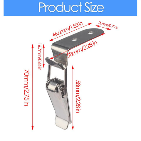 Heavy Duty 304 Stainless Steel 90 Degree Toggle Latch With Secure Duck Bill Buckle For Tool Boxes Car Hoods Cabinets And Trunks Built Like A Tank That Grabs Super Tight Pair Of Two dimensions shown.