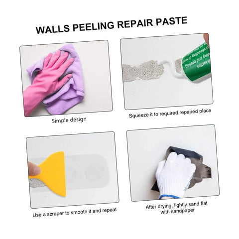 Steps to use DIY Self Adhesive Wall Repair Cream Kit With Quick Drying Paste For Cracks And Holes 2 Pack Mending Set